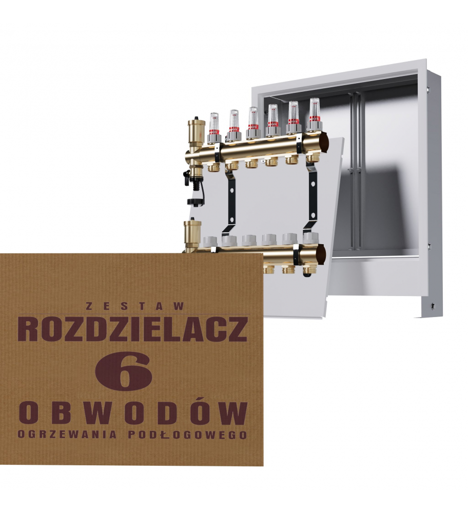 Zestaw skrzynka podtynkowa biała + rozdzielacz mosiężny 6-obwodowy - Wysyłka24h