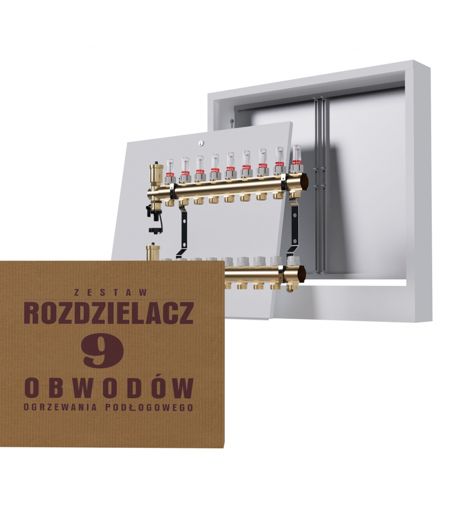 Zestaw Skrzynka natynkowa biała + Rozdzielacz mosiężny 9 obwodowy - Wysyłka24h