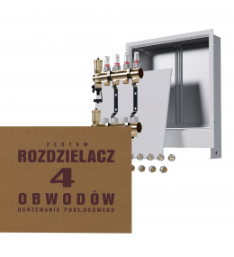 Zestaw Rozdzielacz mosiężny 4 obwodowy +...