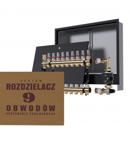 Mosiężny rozdzielacz 9-obwodowy + Grupa pompowa...