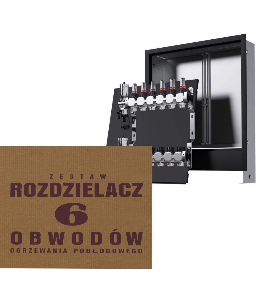 Zestaw rozdzielacz nierdzewny 6-obwodowy + skrzynka podtynkowa - Wysyłka24h