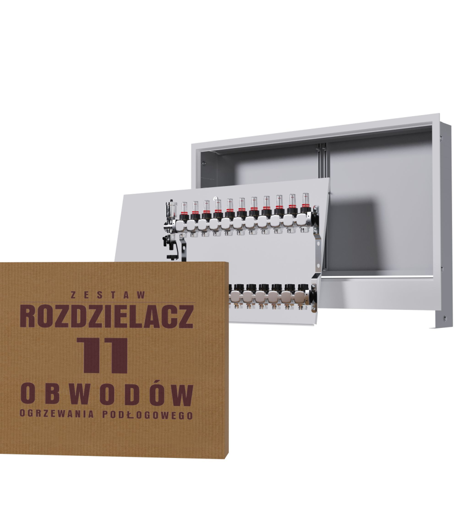 Zestaw rozdzielacz nierdzewny 11-obwodowy + skrzynka podtynkowa - Wysyłka24h