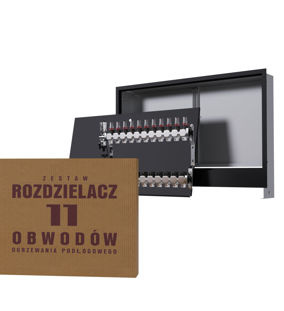 Zestaw rozdzielacz nierdzewny 11-obwodowy + skrzynka podtynkowa - Wysyłka24h