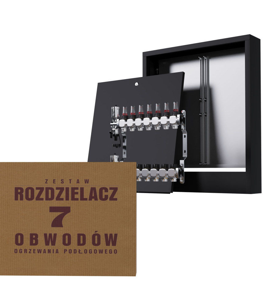 Zestaw rozdzielacz nierdzewny 8-obwodowy + skrzynka natynkowa - Wysyłka24h