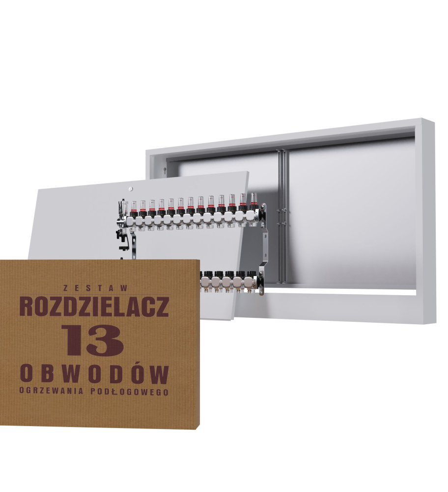 Zestaw rozdzielacz nierdzewny 13-obwodowy + skrzynka natynkowa - Wysyłka24h