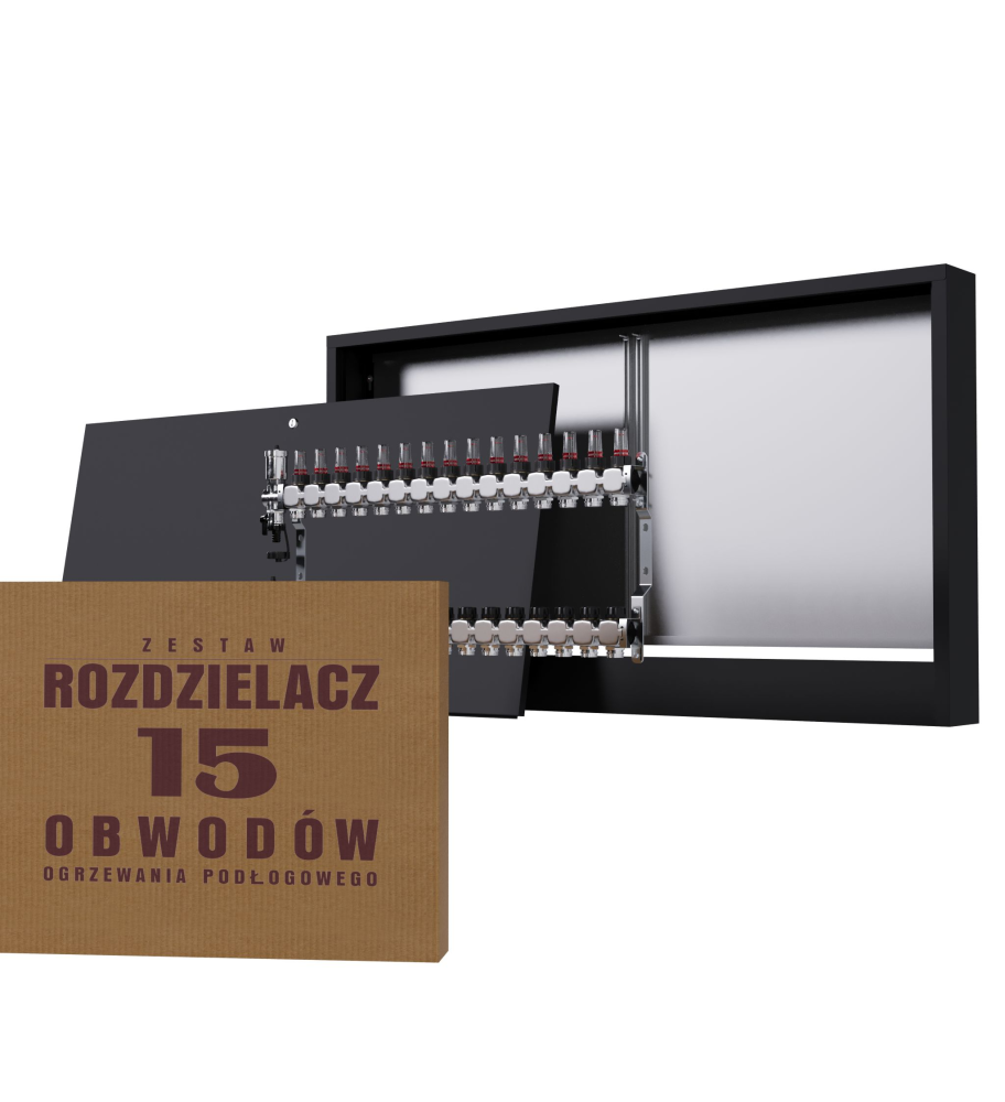Zestaw rozdzielacz nierdzewny 15-obwodowy + skrzynka natynkowa - Wysyłka24h