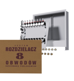 Rozdzielacz nierdzewny 8-obwodowy + złączki PEX...