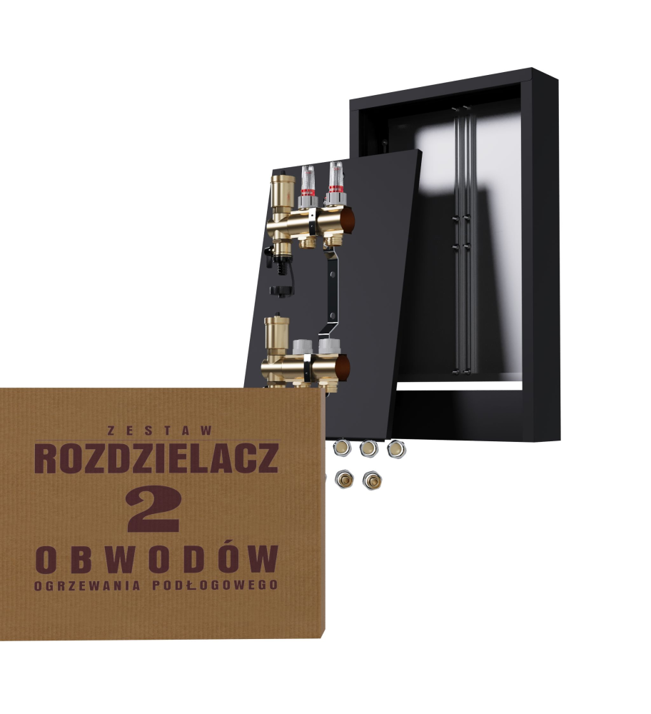 Rozdzielacz nierdzewny 2-obwodowy + złączki PEX + Skrzynka Natynkowa - Wysyłka24h