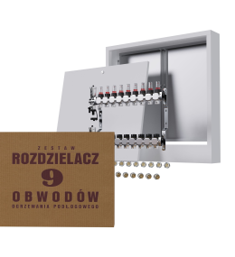 Rozdzielacz nierdzewny 9-obwodowy + złączki PEX...