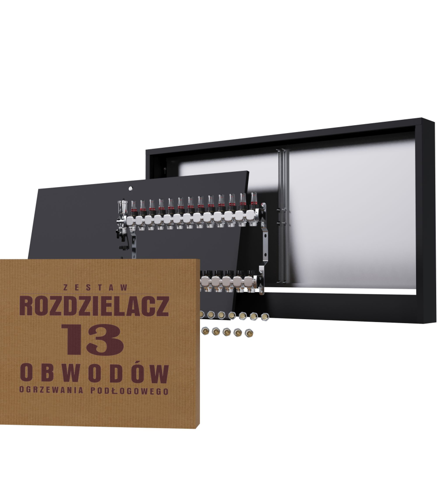 Rozdzielacz nierdzewny 13-obwodowy + złączki PEX + Skrzynka Natynkowa - Wysyłka24h