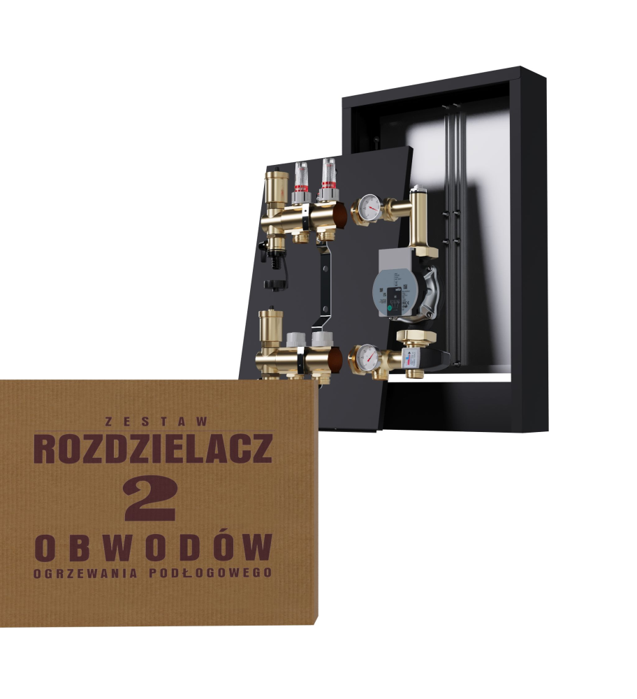 Rozdzielacz nierdzewny 2-obwodowy + Grupa pompowa WILO + Skrzynka natynkowa - Wysyłka24h