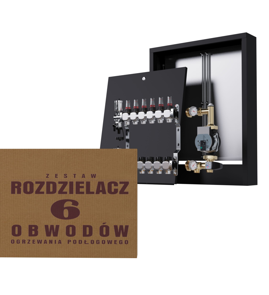 Rozdzielacz nierdzewny 5-obwodowy + Grupa pompowa WILO + Skrzynka natynkowa - Wysyłka24h