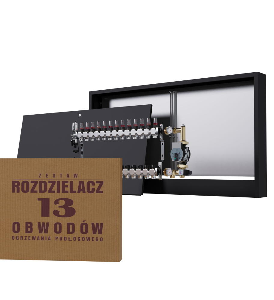 Rozdzielacz nierdzewny 13-obwodowy + Grupa pompowa WILO + Skrzynka natynkowa - Wysyłka24h