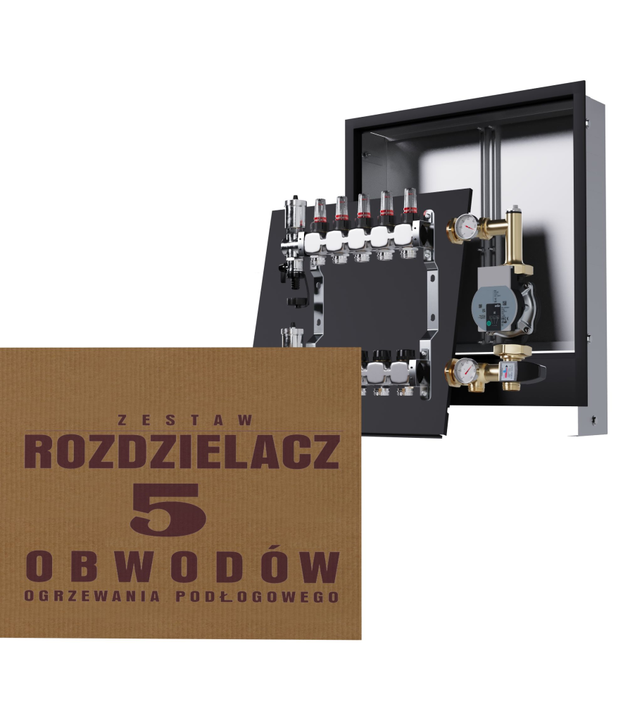 Rozdzielacz nierdzewny 5-obwodowy + Pompa WILO + złączki + Skrzynka Podtynkowa - Wysyłka24h